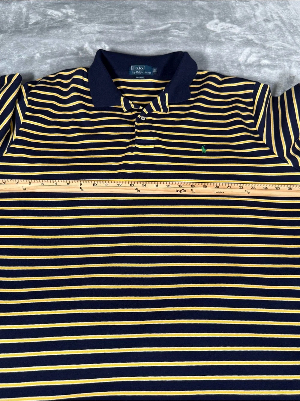 Polo Ralph Lauren Striped Polo Shirt Mens 3XB (Fits Shorter) Cotton Preppy Navy